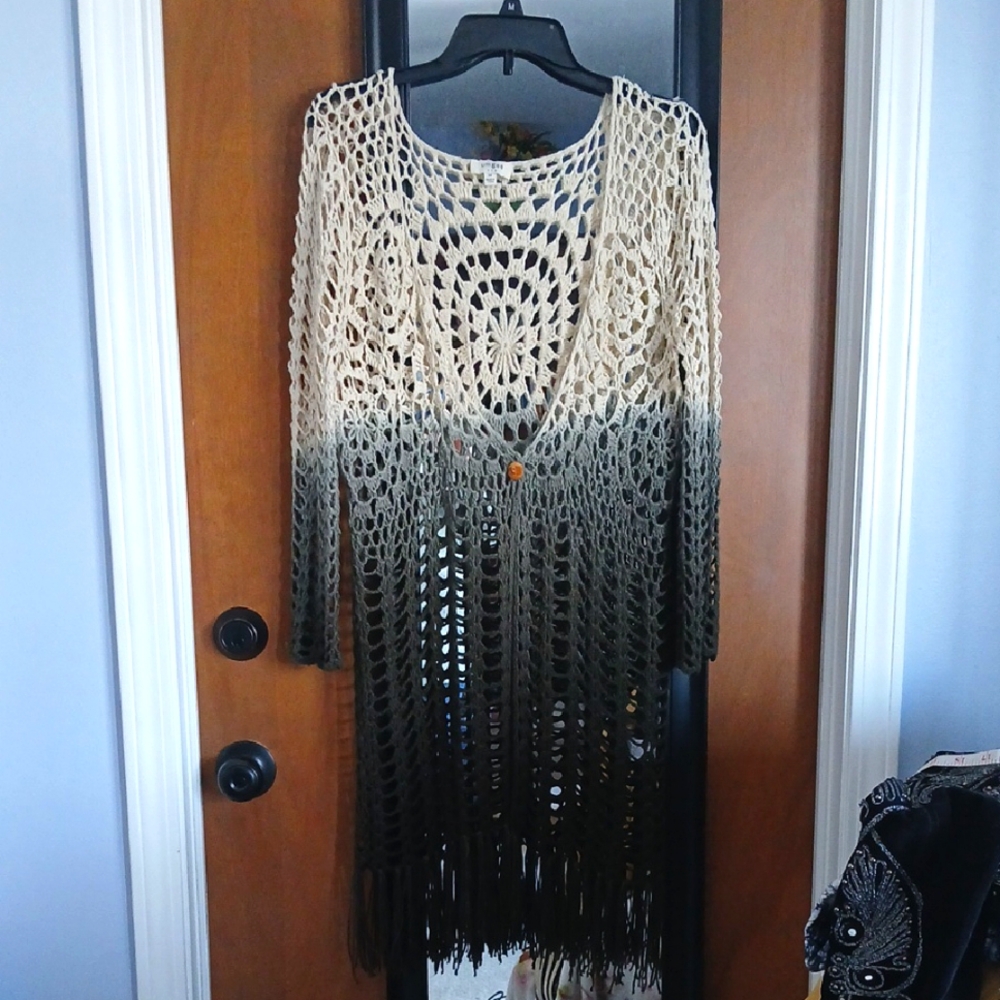 Bohemian Crochet Fringe ombre duster umgee M